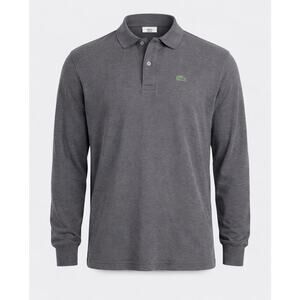 Vintage Lacoste Classic Fit Long Sleeve Polo Gray Preppy Mens Med Classic Prep